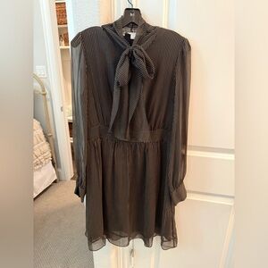 Diane Von Furstenberg Black and White Pinstripe Long Sleeve Dress